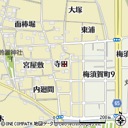愛知県稲沢市矢合町寺田周辺の地図