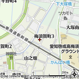 愛知県稲沢市梅須賀町3丁目周辺の地図