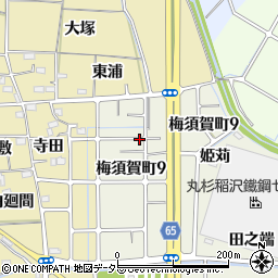 愛知県稲沢市梅須賀町9丁目周辺の地図