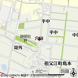 愛知県稲沢市祖父江町島本穴田周辺の地図