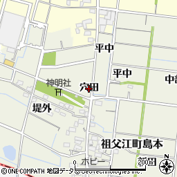 愛知県稲沢市祖父江町島本（穴田）周辺の地図