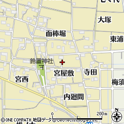 愛知県稲沢市矢合町（宮屋敷）周辺の地図
