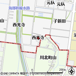 愛知県稲沢市祖父江町神明津西光寺周辺の地図