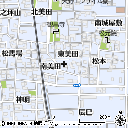 愛知県北名古屋市九之坪東美田周辺の地図