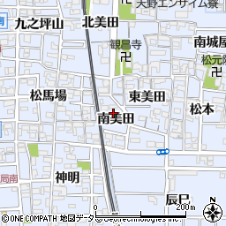愛知県北名古屋市九之坪南美田周辺の地図