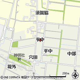 愛知県稲沢市祖父江町島本平中周辺の地図