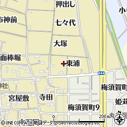 愛知県稲沢市矢合町東浦周辺の地図