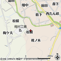 愛知県豊田市白川町松根周辺の地図