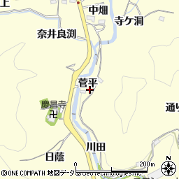 愛知県豊田市三箇町菅平周辺の地図