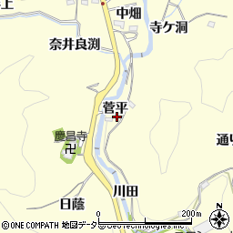 愛知県豊田市三箇町（菅平）周辺の地図