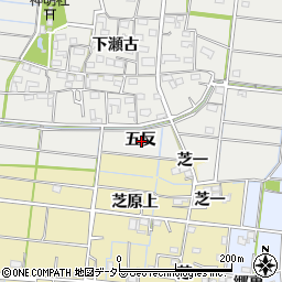 愛知県稲沢市祖父江町二俣五反周辺の地図