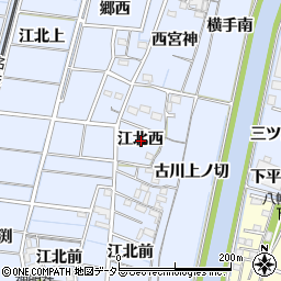 愛知県稲沢市祖父江町三丸渕江北西周辺の地図