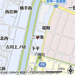 愛知県稲沢市片原一色町三ツ池周辺の地図