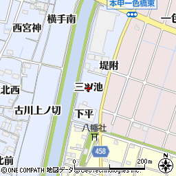 愛知県稲沢市片原一色町（三ツ池）周辺の地図