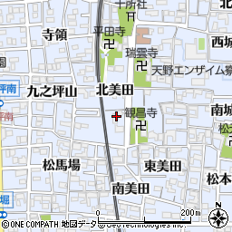 愛知県北名古屋市九之坪北美田周辺の地図