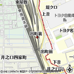 愛知県稲沢市井之口町出町裏周辺の地図