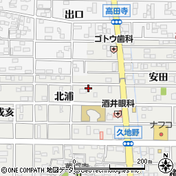 愛知県北名古屋市久地野北浦周辺の地図