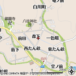 愛知県豊田市白川町森下周辺の地図