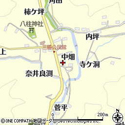 愛知県豊田市三箇町中畑周辺の地図