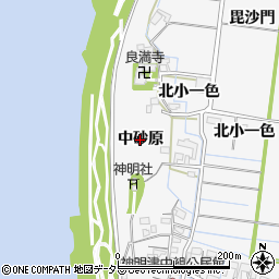 愛知県稲沢市祖父江町神明津（中砂原）周辺の地図