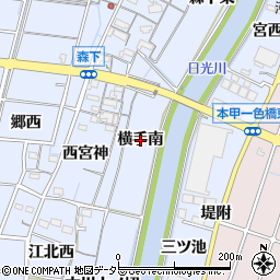 愛知県稲沢市祖父江町本甲横手南周辺の地図