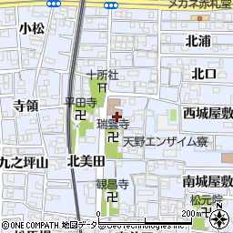 愛知県北名古屋市九之坪市場周辺の地図