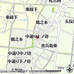 愛知県稲沢市祖父江町島本中通り上ノ切周辺の地図