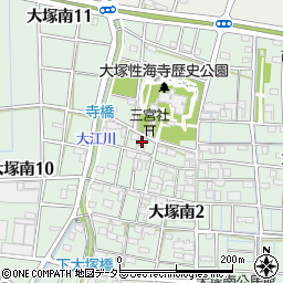 愛知県稲沢市大塚南2丁目8周辺の地図