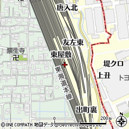 愛知県稲沢市井之口町東屋敷周辺の地図