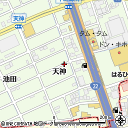 愛知県北名古屋市中之郷天神周辺の地図