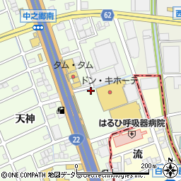 愛知県北名古屋市中之郷神明周辺の地図