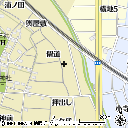 愛知県稲沢市矢合町留道周辺の地図