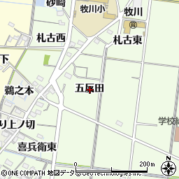 愛知県稲沢市祖父江町両寺内五反田周辺の地図