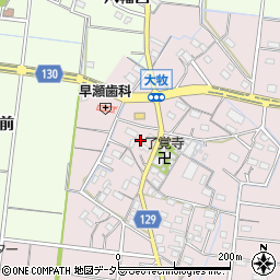 愛知県稲沢市祖父江町大牧郷中周辺の地図