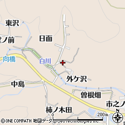 愛知県豊田市白川町外ケ沢周辺の地図