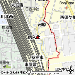 愛知県稲沢市井之口町（唐入北）周辺の地図