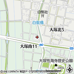 愛知県稲沢市大塚町（高畑）周辺の地図