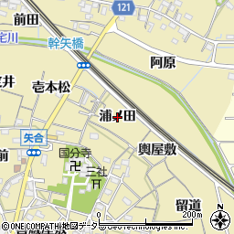 愛知県稲沢市矢合町浦ノ田周辺の地図