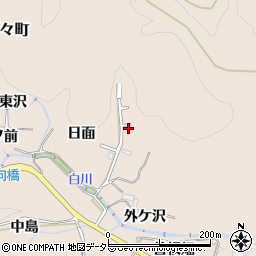 愛知県豊田市白川町日面周辺の地図
