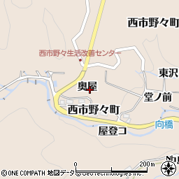 愛知県豊田市西市野々町奥屋周辺の地図