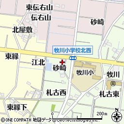 愛知県稲沢市祖父江町中牧（川田）周辺の地図