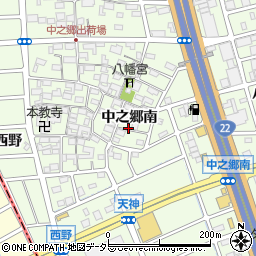 愛知県北名古屋市中之郷南周辺の地図