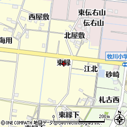 愛知県稲沢市祖父江町野田東縁周辺の地図