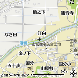 愛知県稲沢市矢合町江向周辺の地図