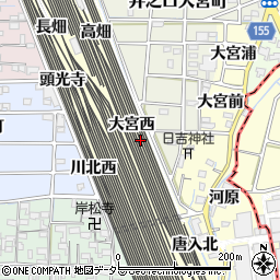 愛知県稲沢市井之口町大宮西周辺の地図