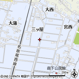 愛知県稲沢市祖父江町本甲三ッ屋周辺の地図