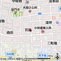 愛知県北名古屋市西之保宮前周辺の地図