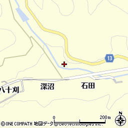 愛知県豊田市三箇町中古屋周辺の地図