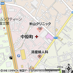 静岡県富士宮市中原町周辺の地図