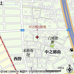 愛知県北名古屋市中之郷周辺の地図